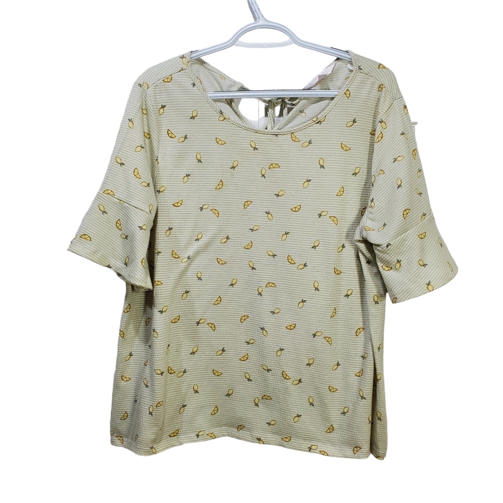 LC Lauren Conrad‎ Lemon Print Top Size XXL